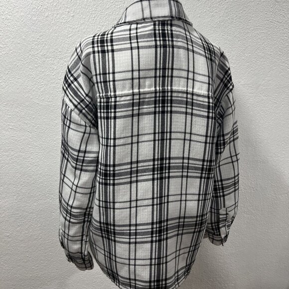 Velvet Heart Flannel Jacket Women’s Medium White Black Plaid Academia Heavy - Picture 8 of 14